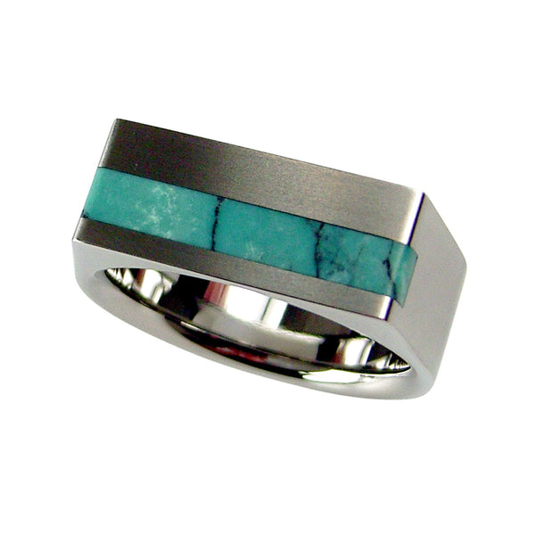 Titanium Signet Ring with Turquoise