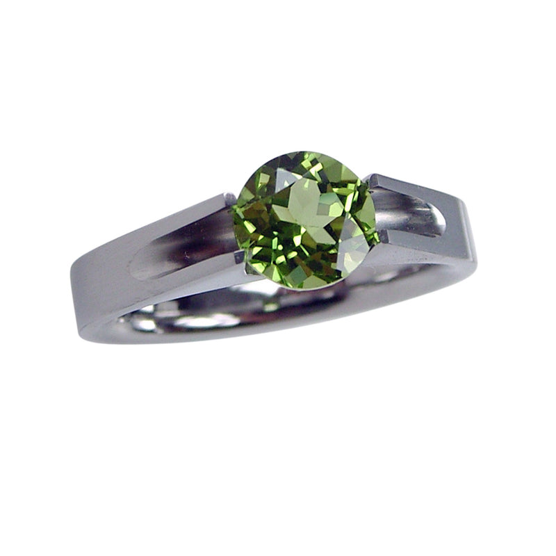 Tension Set Ring with 6mm Round Peridot